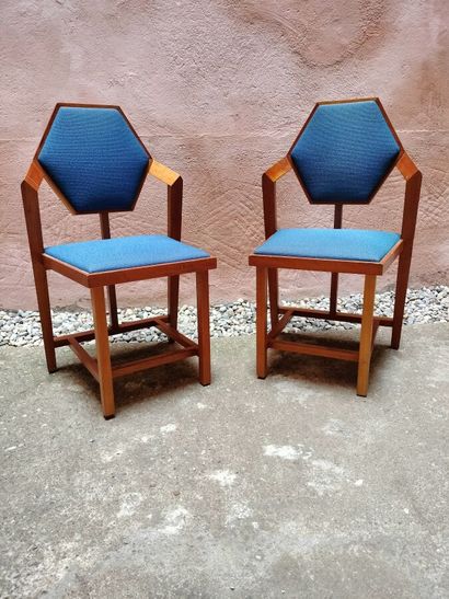 null Set of five chairs "Midway Gardens" by FRANCK LLOYD WRIGHT, Cassina edition.

Wood...
