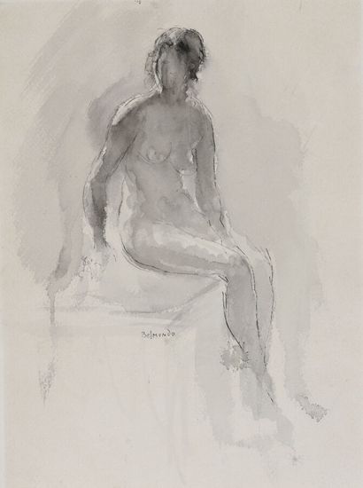 null Paul BELMONDO (1898-1982).

Seated female nude.

Ink wash on paper.

Signed...