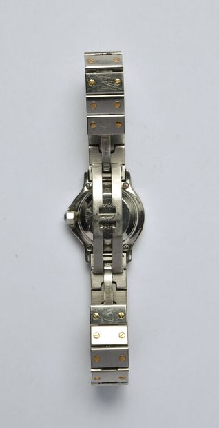 null CARTIER: Steel and 18K (750/oo) yellow gold watch, "Santos" collection, octagonal...