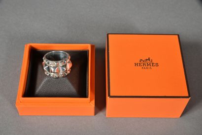 null HERMES, Paris. Bague Espionne en argent 925/°° Grand modèle. Boite écrin. Tour...