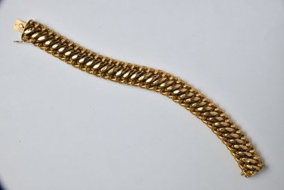 null Bracelet en or jaune 18K (750/oo) maille américaine. Longueur : 20,5 cm environ....