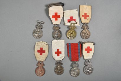 null France. Croix Rouge/SSBM. Médailles, lot de 8.