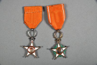 null France. Maroc. Ordre royal du Ouissam Alaouite, 2°type, chevalier et officier,...