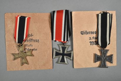null Allemagne. Croix de fer 1914 de 2°classe (1), Croix de Fer 1939, poinçon " 49...