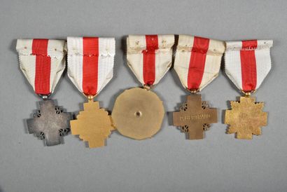 null France. Croix Rouge, croix et médailles, lot de 5.