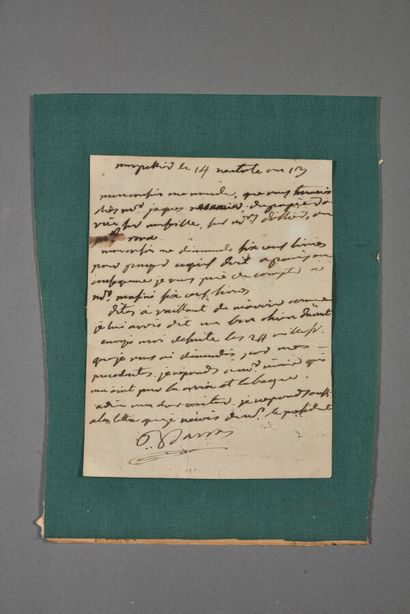 null France. Lettre de PAUL BARRAS, général et homme politique (1755-1829), correspondance...