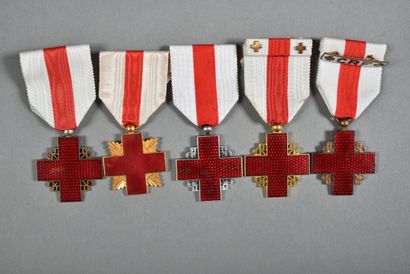 null France. Croix Rouge, croix et médailles, lot de 5.