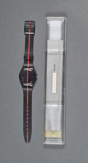 null Montre Swatch réf GZ119, modèle « 360° Rosso su blackout » / par Felice Varini...