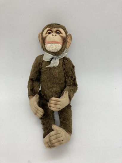 null Charming brown plush monkey, face ears hands feet in flesh color felt with well...