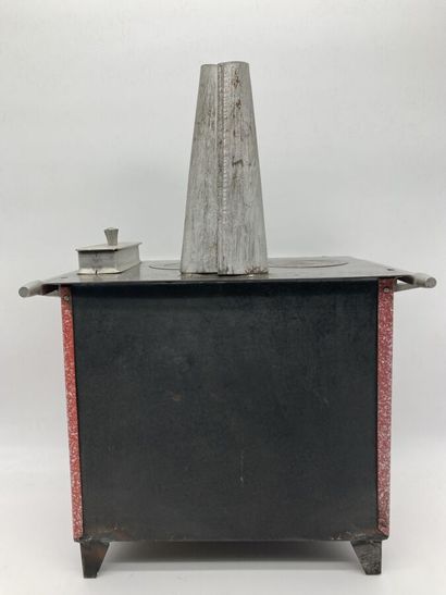null Nice stove in enamelled cast iron, 2 fires, hot water tank, chimney, 4 opening...