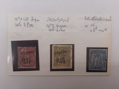 Trois timbres oblitérés des Colonies françaises...