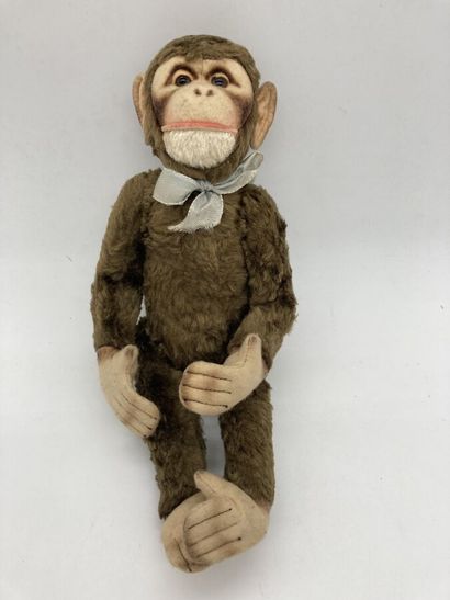 null Charming brown plush monkey, face ears hands feet in flesh color felt with well...