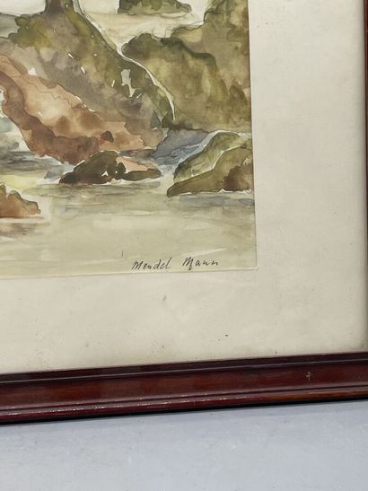 null Mendel MANN (1916-1975).

Côte rocheuse.

Aquarelle sur papier.

Signée en bas...