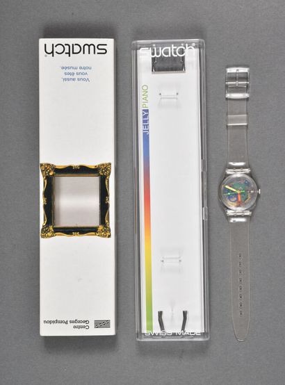 null Montre Swatch réf GZ159, modèle rare « Jelly piano », éditée par le Centre Pompidou,...