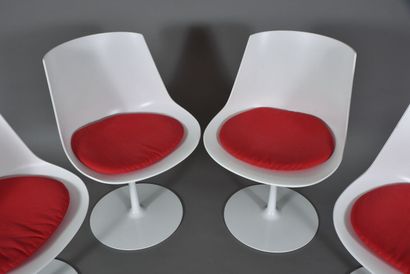 null Jean-Marie MASSAUD (1966- ).
Suite de quatre chaises, modèle "Flow chair".
Coque...