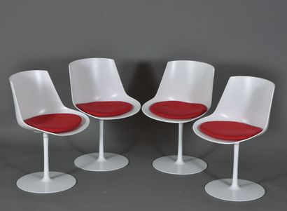null Jean-Marie MASSAUD (1966- ).
Suite de quatre chaises, modèle "Flow chair".
Coque...