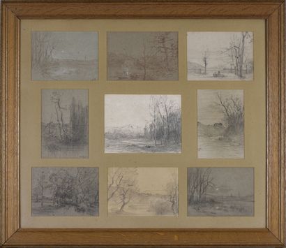 null François-Auguste RAVIER (1814-1895).
In the same frame, nine works on paper...