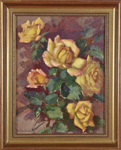 null Kasimier RUBOLOWSKI (1919-1994).
Jeté de roses.
Huile sur toile.
Signé en bas...