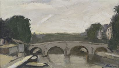 null Robert Lotiron (1886-1966).
Pont à Paris.
Huile sur toile.
Signé en à droite.
27...