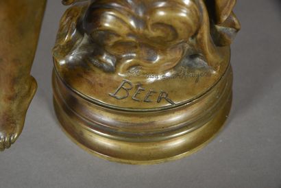 null Friedrich BEER (1846-1916), d'après. 
Angyal. 
Bronze à patine nuancée. 
Gravé...