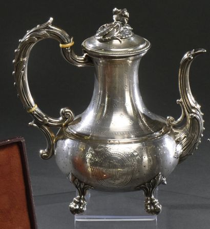 Silver pot in the Ottoman style with engraved...