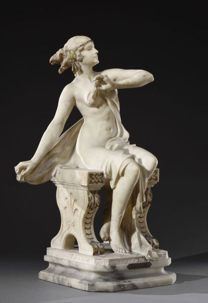null Phryne, sculpture in alabaster representing the hetaïre Phryne revealing herself...