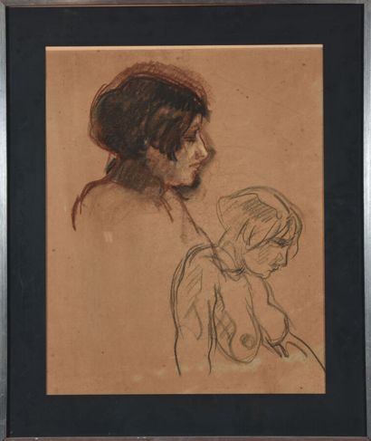 null Pierre COMBET-DESCOMBES (1885-1966).
Etudes de portrait.
Fusain et pastel sur...