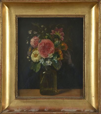 null French school first half of the XIXth century.
Bouquet of flowers.
Oil on canvas.
33...