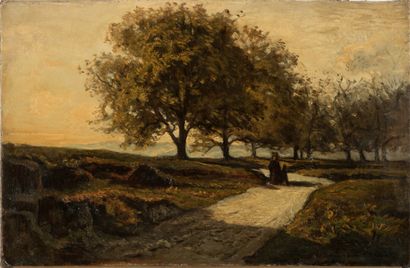 Louis Hilaire Carrand (1821-1899).
La promenade.
Huile...