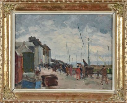 Claude BILS (1884-1968).
Port breton.
Huile...