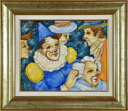 null Gérard GOUVRANT (Born in 1946).
Clown hairdresser.
Oil on canvas.
Signed in...