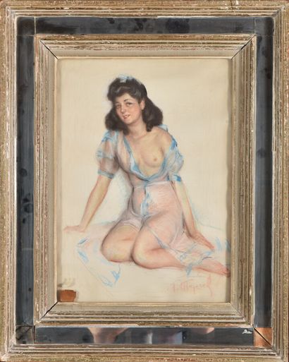 null Fernand MAJOREL (1898-1965).
Jeune femme en déshabillé.
Pastel sur papier vélin.
Signé...