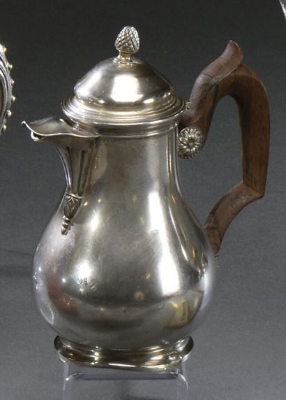 Silver marabou coffee pot of baluster form,...