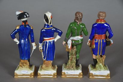 null Porcelain figurines of Saxony SCHEIBE ALSBACH. Generals MARCEAU, KLEBER, DUMOURIEZ,...