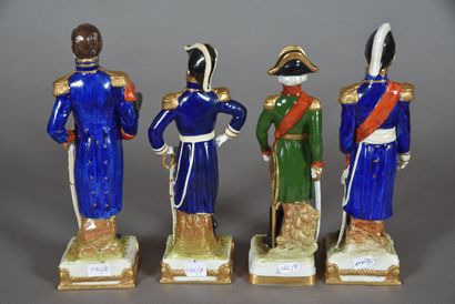 null Figurines porcelaine de Saxe SCHEIBE ALSBACH. Généraux LEPIC, BERTRAND, EXELMANNS,...
