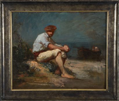 Louis Appian (1862-1896).
Le pêcheur.
Huile...
