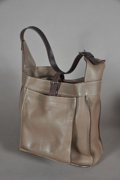 null HERMES Paris made in France. Marwari bag in taupe leather with beige stitching,...