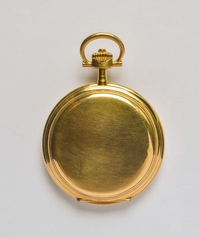 null IWC: 18K yellow gold (750/oo) soap box pocket watch, round dial with white background,...