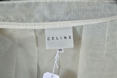 null CELINE. White gauze trench coat with stitched effect, notched collar, single...