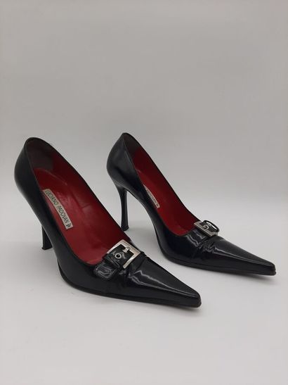 LUCIANO PADOVAN. Pair of pumps, black glazed...