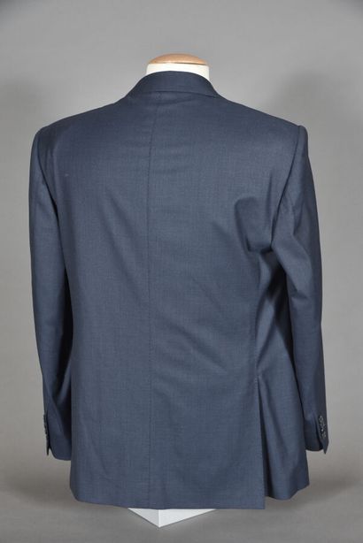 null ZILLI. Blue wool jacket with silk lining, notched collar, single breasted, long...