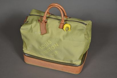 null LOUIS VUITTON CUP. 24h bag in green/grey giant checkerboard canvas and natural...