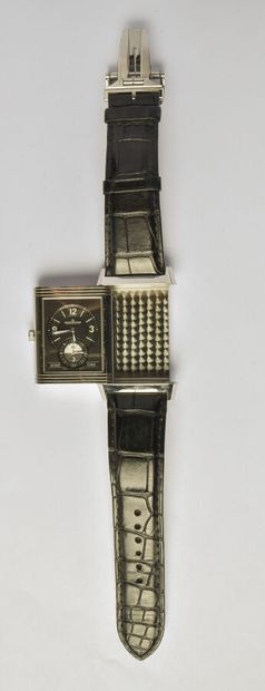 null JAEGER LeCOULTRE: Steel watch, "Reverso" collection, "Grande 986 Duodate" model,...