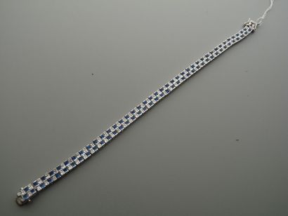 null Silver bracelet (800/oo) with links featuring checkerboards set with white and...