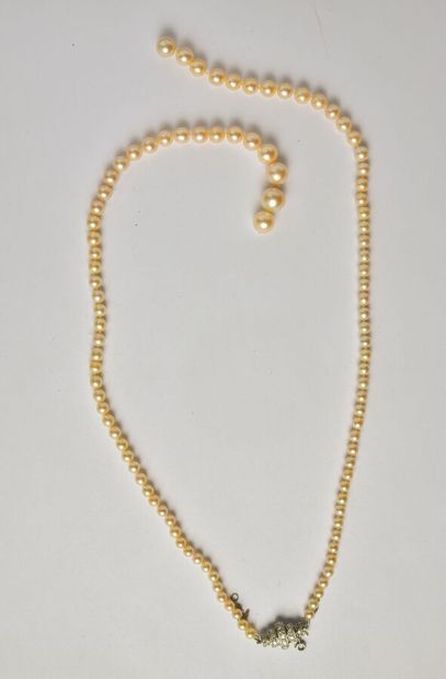 null Necklace of 101 fine pearls of sea water in fall, (diameters: 3.5 to 8 mm),...