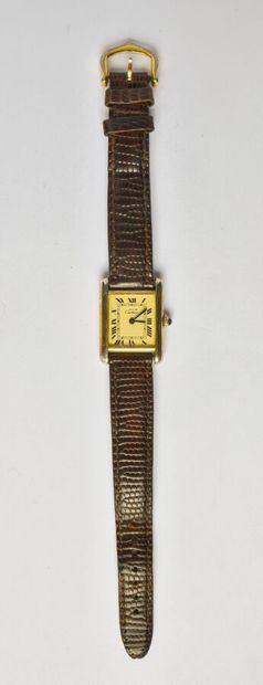 null Must de CARTIER: Silver (800/oo) vermeil watch (significant wear and missing...