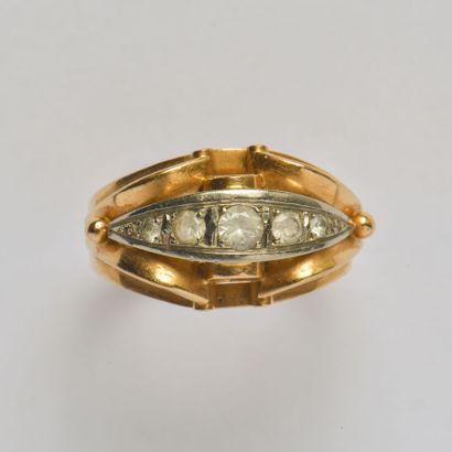 Ring in 18K gold (750/oo) of two tones with...
