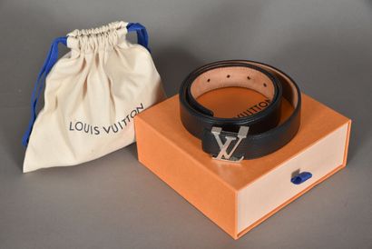 LOUIS VUITTON. Black epi leather belt, LV...