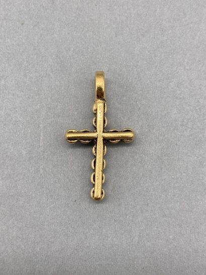 null Pendant "Cross" in gilded metal decorated with cabochons in the imitation of...