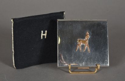 null BRELET Brothers. 
Powder box in silver plated metal decorated on the flap of...